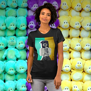 Vintage Camera Girl - Artistic Collage T-Shirt