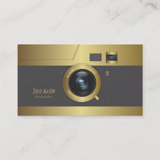 Vintage camera gold business card (Front)