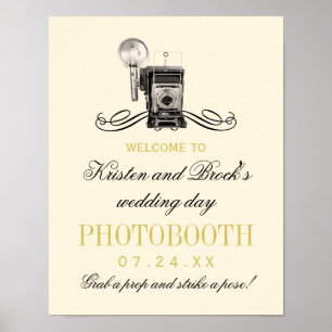 Vintage Camera Gold Wedding Photobooth Sign