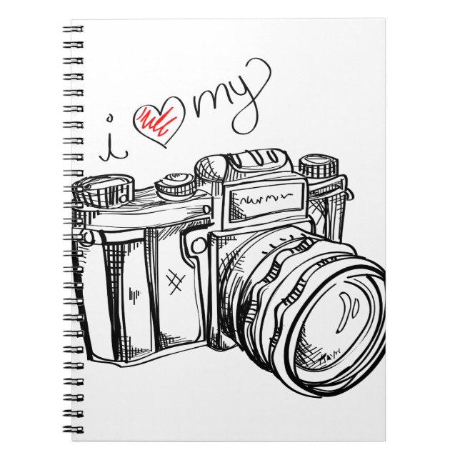 Vintage Camera, Hand Drawn Illustration, Photo Notebook (Front)