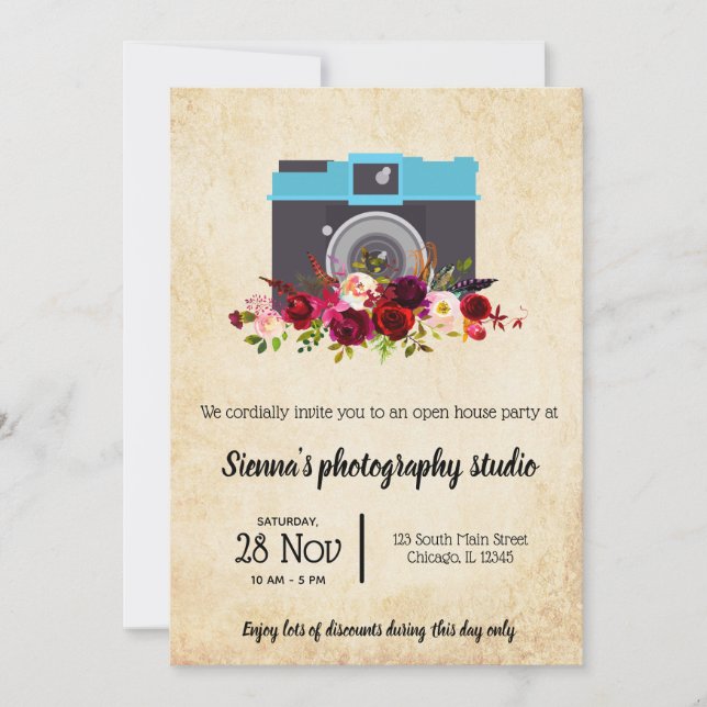 Vintage Camera Invitation (Front)