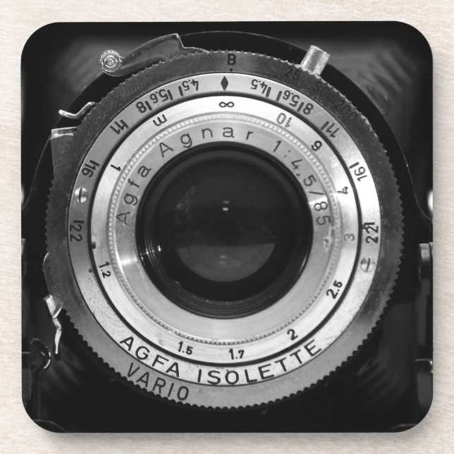 Vintage camera lens coaster (Front)