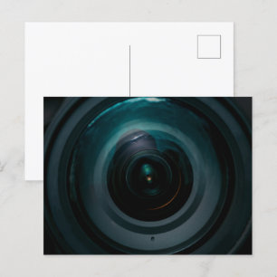 Vintage camera lens postcard