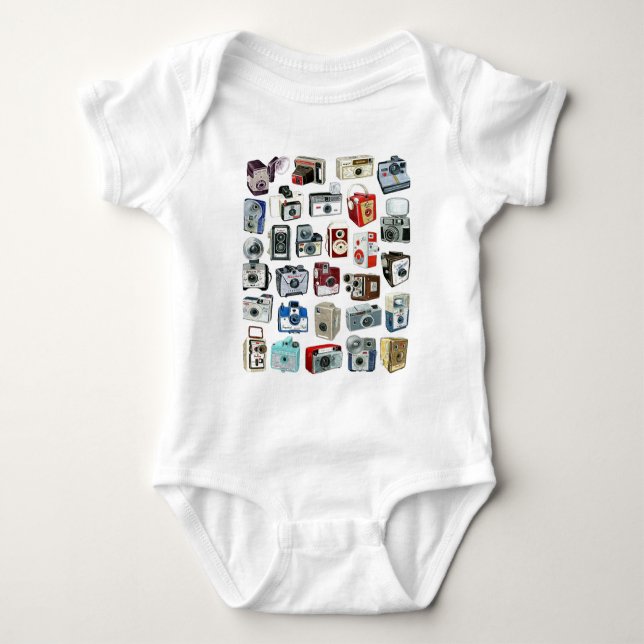 Vintage Camera Montage Baby Bodysuit (Front)