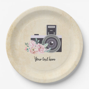 Vintage camera paper plate