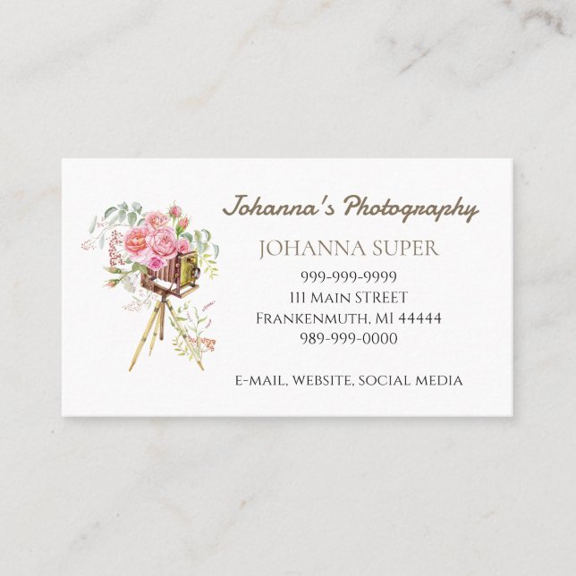 Vintage Camera Photography Business Card (Front)
