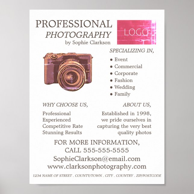 Vintage Camera, Photography, Photographer Hire Poster (Front)