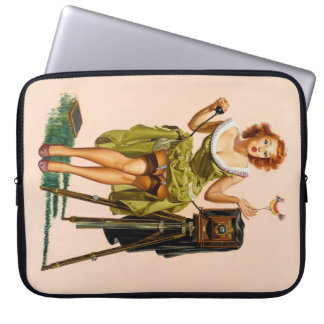 Vintage Camera Pinup girl Laptop Sleeve