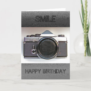 Vintage Camera Smile Happy Birthday Card