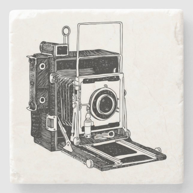 Vintage Camera Stone Coaster (Front)