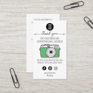 Vintage Camera Thank You Card – Custom Logo