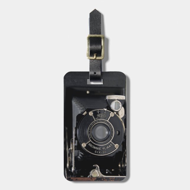 VINTAGE CAMERA USA Folding Camera Luggage Tag (Front Vertical)