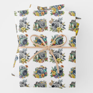 Vintage Cameras and Video Recorders Retro Birthday Wrapping Paper Sheet