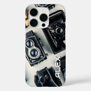 Vintage Cameras on White Background  iPhone 16 Pro Case
