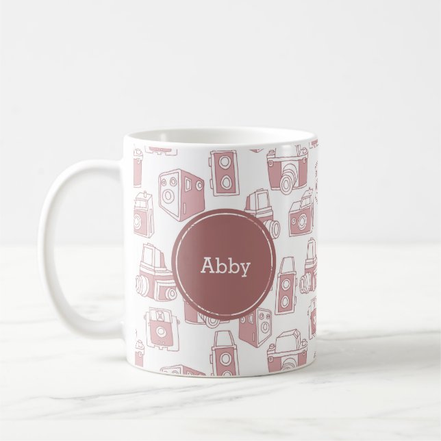 Vintage Cameras Personalised Coffee Mug (Left)