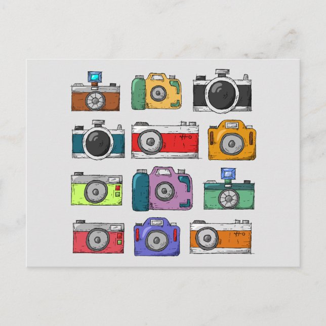 VINTAGE CAMERAS POP ART POSTCARDS (Front)
