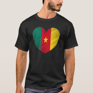 Vintage Cameroon Cameroonian Flag Pride Support Ca T-Shirt