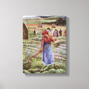 Vintage Camille Pissarro Haying at Eragny  Canvas Print
