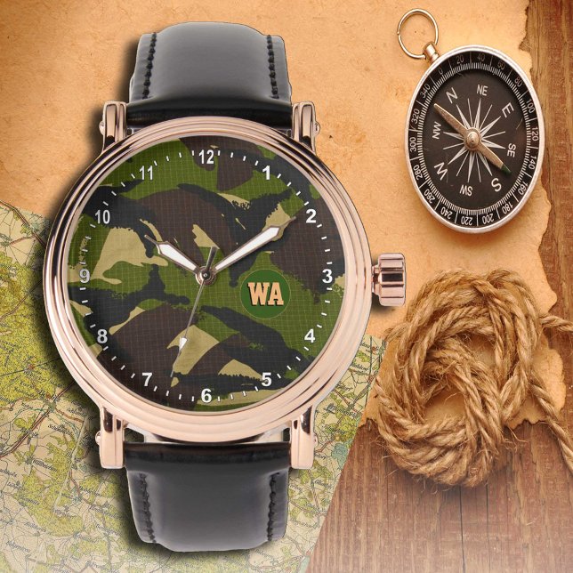 Vintage Camouflage Watch, hunter monogrammed, Army Watch (Creator Uploaded)