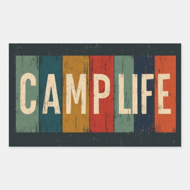 Vintage Camp Life Typography Rectangular Sticker (Front)