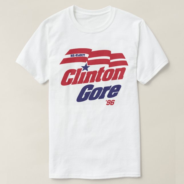 Vintage Campaign Logo Clinton/Gore 1996 T-Shirt (Design Front)