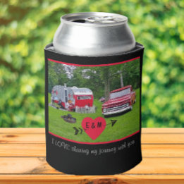 Vintage Camper and Retro Truck Valentine Can Cooler