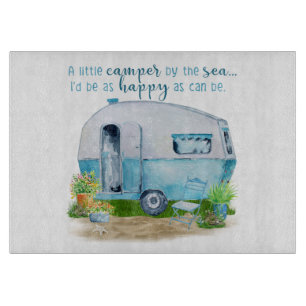Vintage Camper Glass Cutting Board