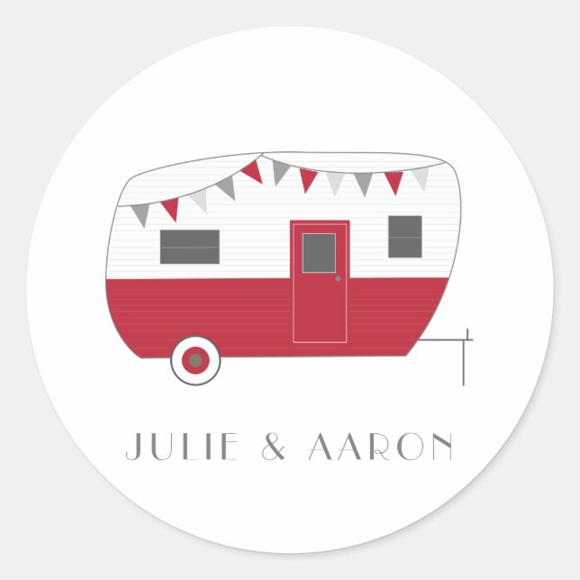 Vintage Camper Personalised Camping Sticker (Front)