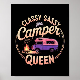Vintage Camper Queen Sassy RV Besties Camping Poster