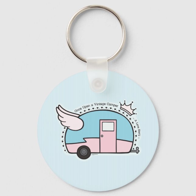 Vintage Camper Trailer Key Ring (Front)