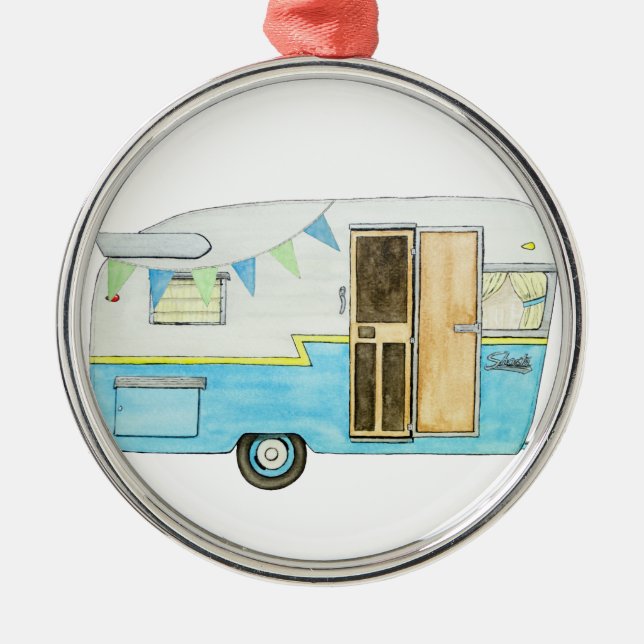 Vintage Camper Trailer Ornament (Front)