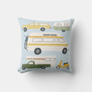 Vintage Camper Trailer RV Motorhome Vanlife Blue Cushion