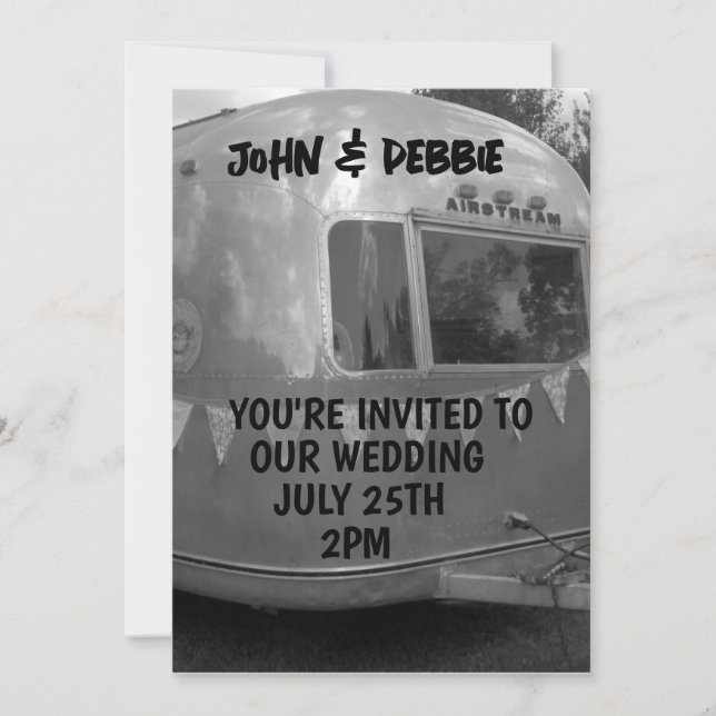 VINTAGE CAMPER TRAILER WEDDING Invitations (Front)