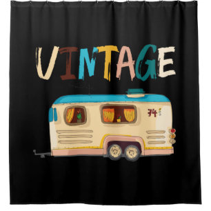 Vintage Camper Travel Trailer RV Camping Shower Curtain
