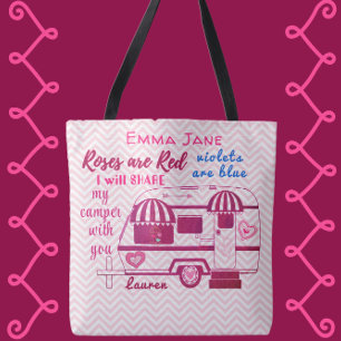 Vintage Camper Travel Trailer Valentine's Day Tote Bag
