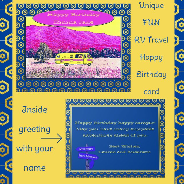 Vintage Camper Van Happy Birthday Happy Camper Card (Creator Uploaded)