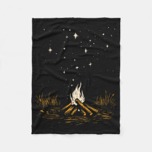 Vintage Campfire Camping Stars Hiking Outdoor Natu Fleece Blanket