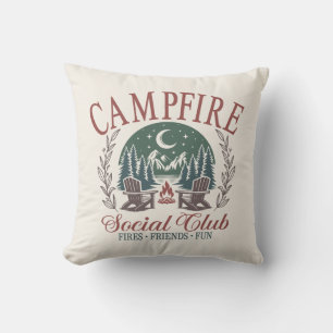 Vintage Campfire Social Club Friends Nature Cushion