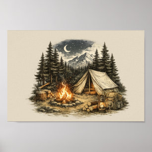 Vintage Camping Adventure Poster