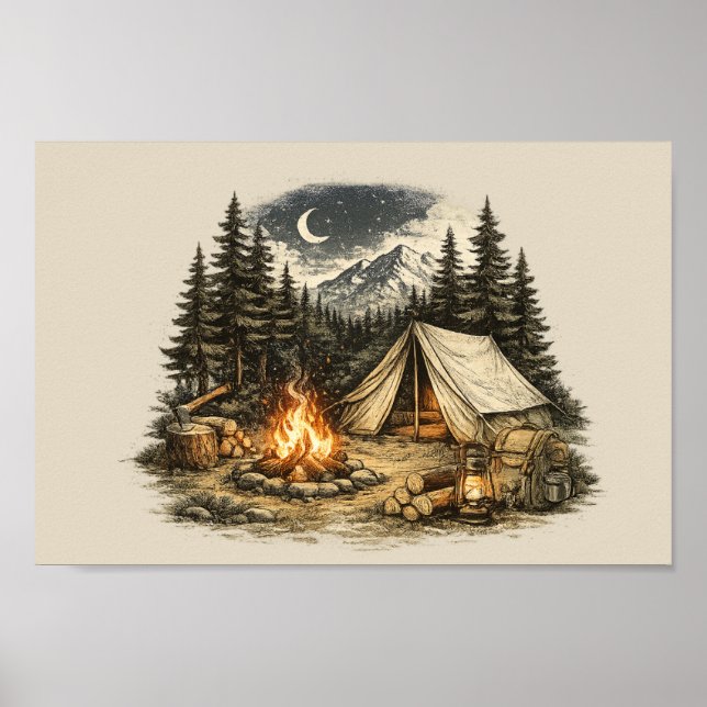 Vintage Camping Adventure Poster (Front)