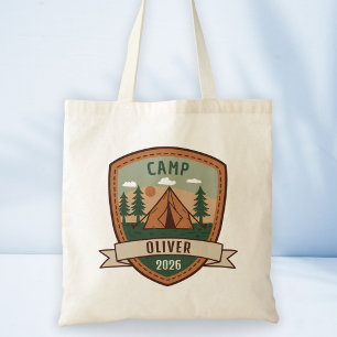Vintage Camping Badge Personalised Tote Bag