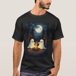 Vintage Camping Campfire Ghost Halloween Art Men W T-Shirt