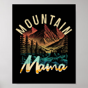 Vintage Camping Hiking Mountain Mama Retro Adventu Poster