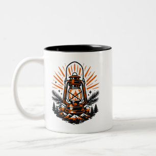 Vintage Camping Lantern Coffee Mug Retro Outdoor