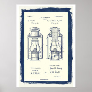 Vintage Camping Lantern Patent Poster
