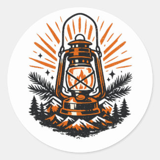Vintage Camping Lantern Sticker | Retro Outdoor Ad