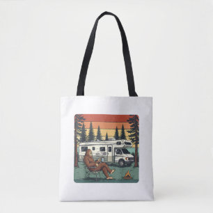 Vintage Camping Motorhome RV Bigfoot Adventure Tote Bag