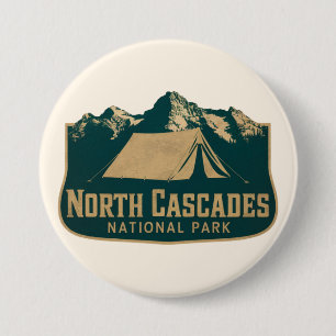 Vintage Camping North Cascades National Park 7.5 Cm Round Badge