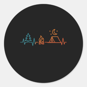 Vintage Camping Outdoor Heartbeat Nature Camper Hi Classic Round Sticker