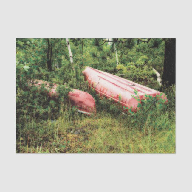 Vintage Camping Red Canoe Decoupage Tissue Paper (Front)